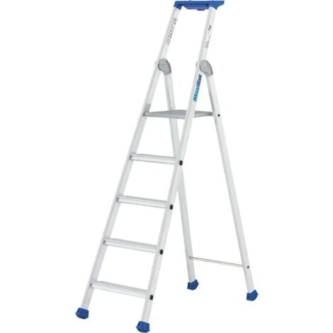 Escabeau 6 marches DURAMP pliable avec rampes de sécurité et porte-outils Hoström