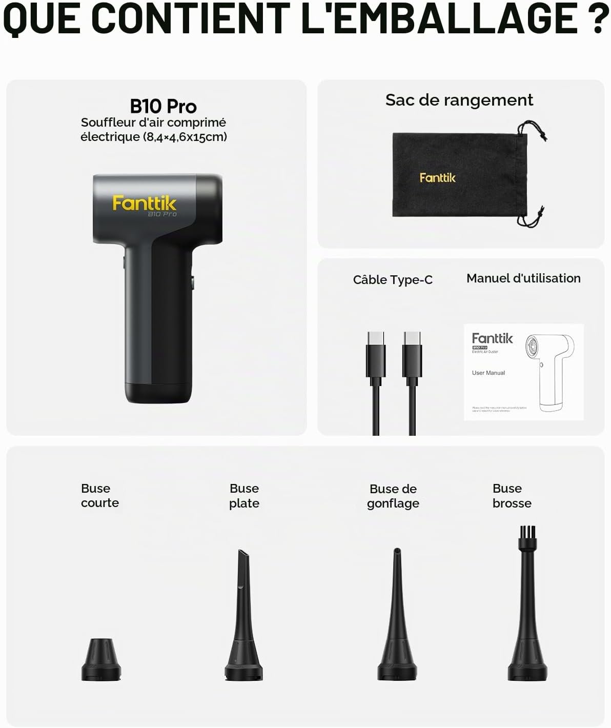 Fanttik B10 Pro - Souffleur d'air électrique sans fil 110 000 tr/min