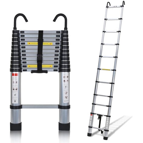 STANEW Aluminium Échelle pliante 3.8M Télescopique Pliable