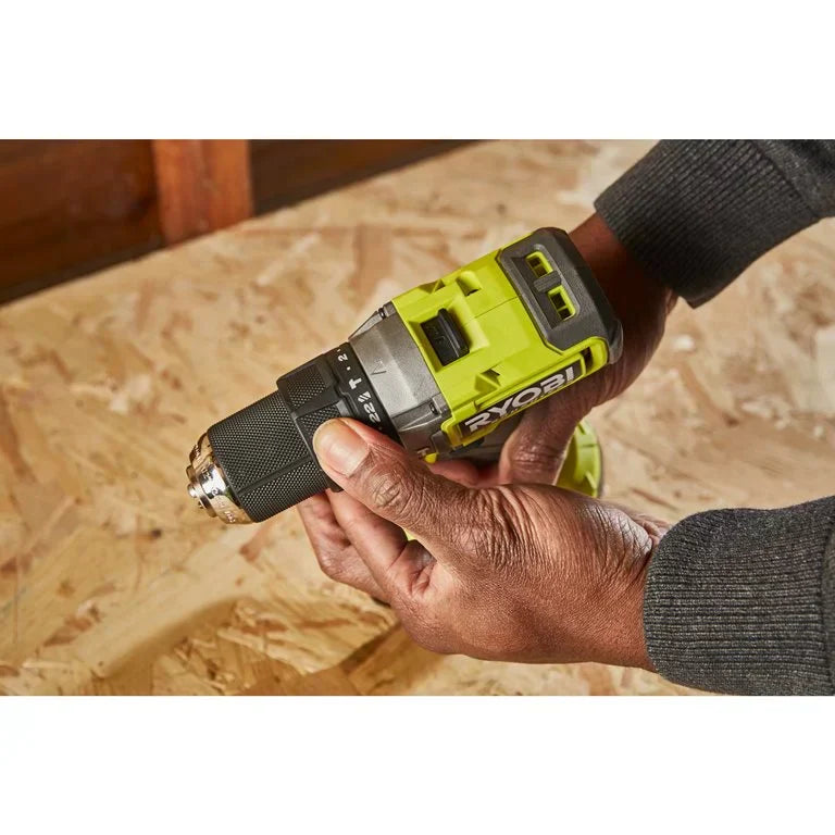 RYOBI - Kit perceuse à percussion compacte et compresseur avec 1 batterie de 4.0 Ah + chargeur 2A 18V ONE+™