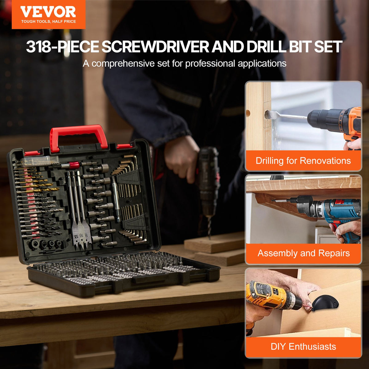Coffret de forets et embouts VEVOR 318 pièces